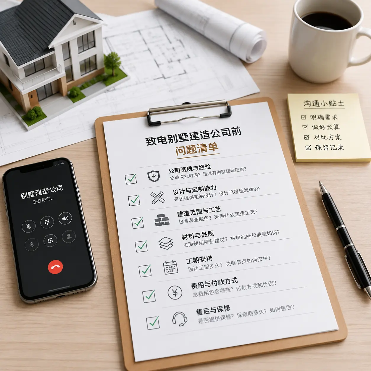 在雷山拨打别墅建造公司电话前的准备工作